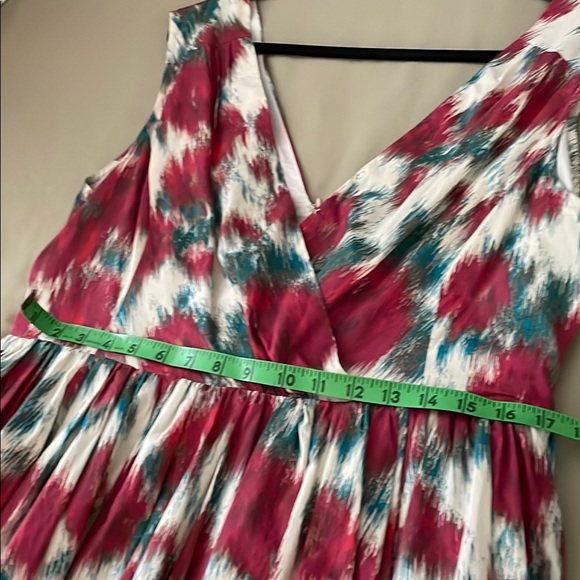 Tracy Reese, Hope for Flowers Red and Teal Sleeveless Midi Dress - Picture 9 of 12